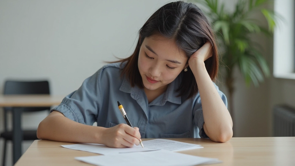 Student engaged in writing practice and grammar exercises